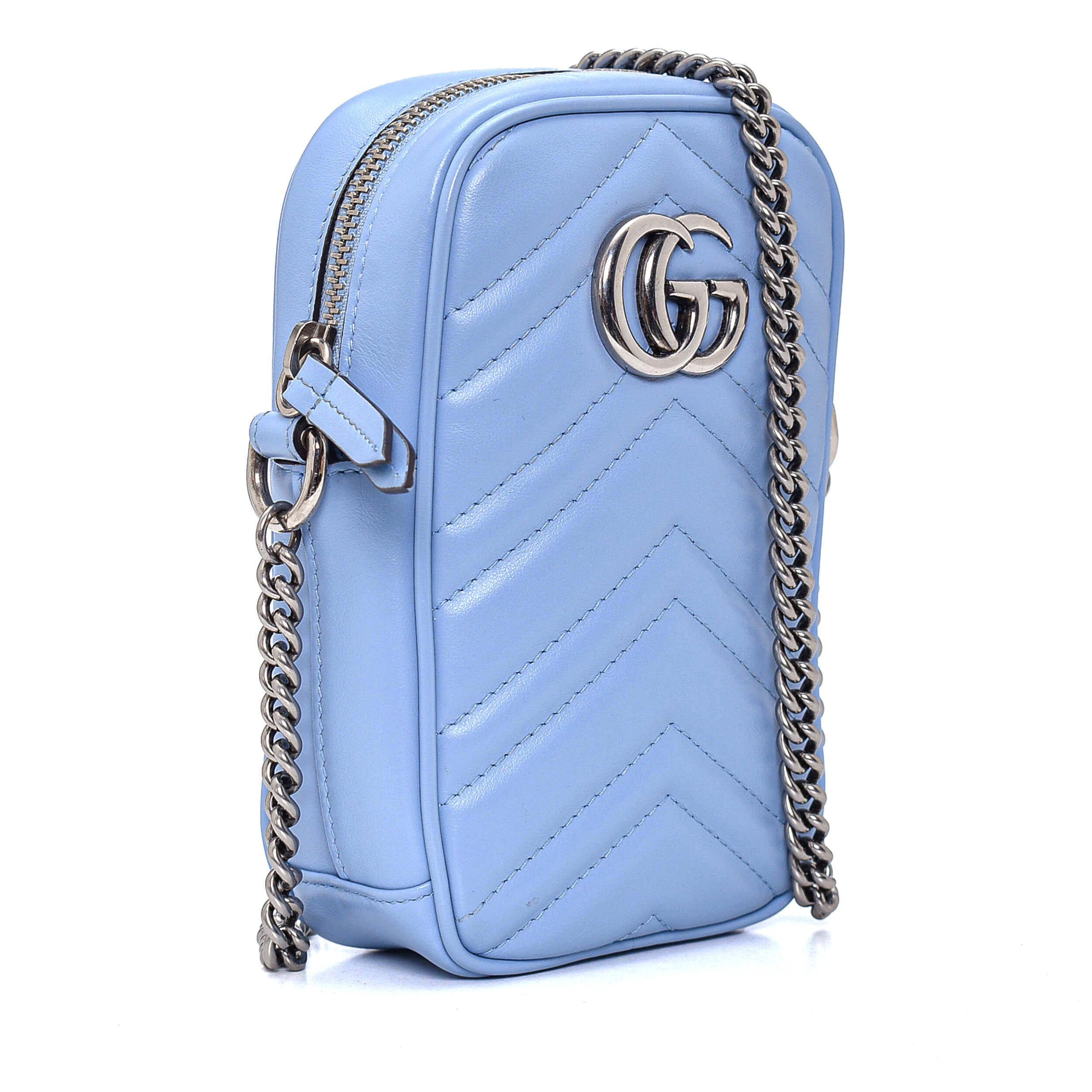 Gucci - Baby Blue GG Marmont Matelasse Phone Bag